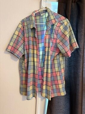 Koret Pastel Multicolor Plaid Short-Sleeve Button-Down Shirt